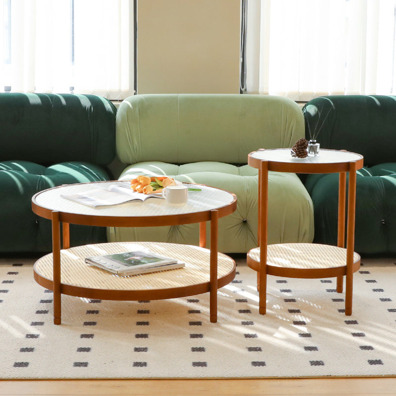 Modern Farmhouse Living Room Coffee Table Set Stylish and Elegant Nesting Round Wooden Table Side End table set for Living Room Bedroom1pc End Table