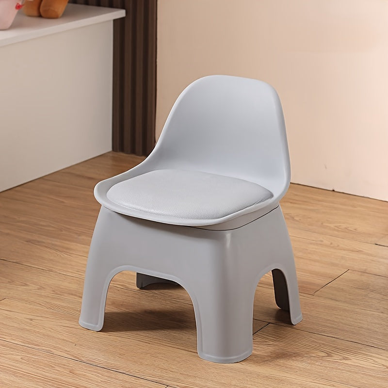 Portable Stool Modern, Portable, Compact, Durable Plastic Circular Stool, Household Chair, Small Stool, Backrest Chair, Sofa, Coffee Table, Low Stool, No Power Supply, No Wood, with Backrest, Suitable for Living Room, Indoor