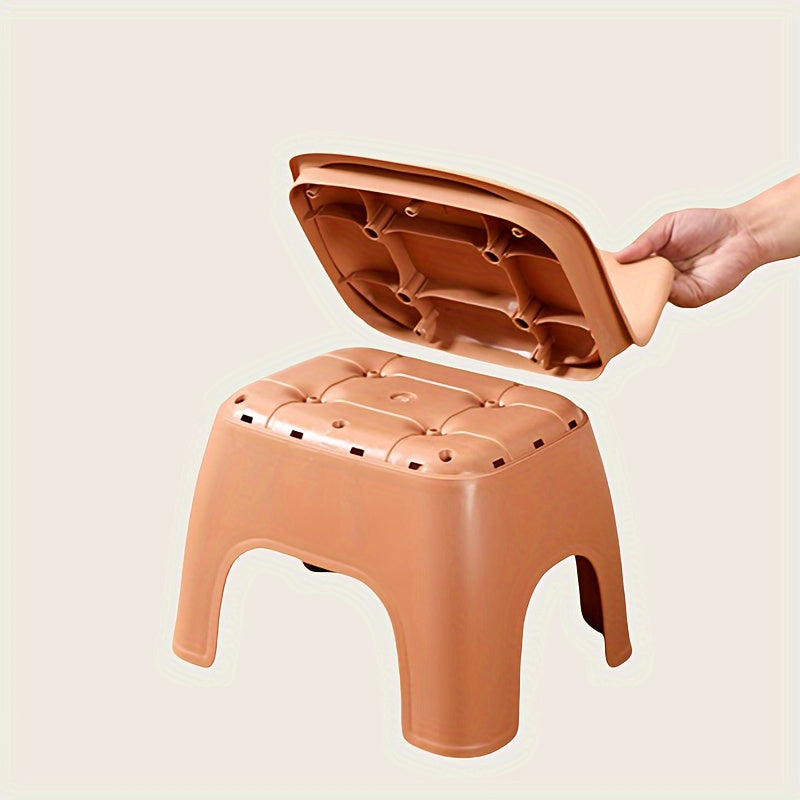 Portable Stool Modern, Portable, Compact, Durable Plastic Circular Stool, Household Chair, Small Stool, Backrest Chair, Sofa, Coffee Table, Low Stool, No Power Supply, No Wood, with Backrest, Suitable for Living Room, Indoor