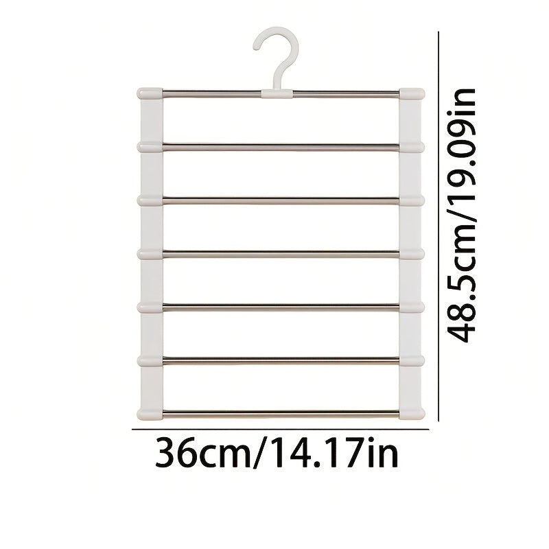 1pc Space-Saving 6-Tier Hanger for Pants, Metal and Plastic Wardrobe Organizer Suitable for Pants, Jeans Scarves, Multi-Layer Wardrobe Rack for Efficient Storage, Multi-Purpose Hanger | Strong Clothing Hanger, Clothing Hanger Accessory