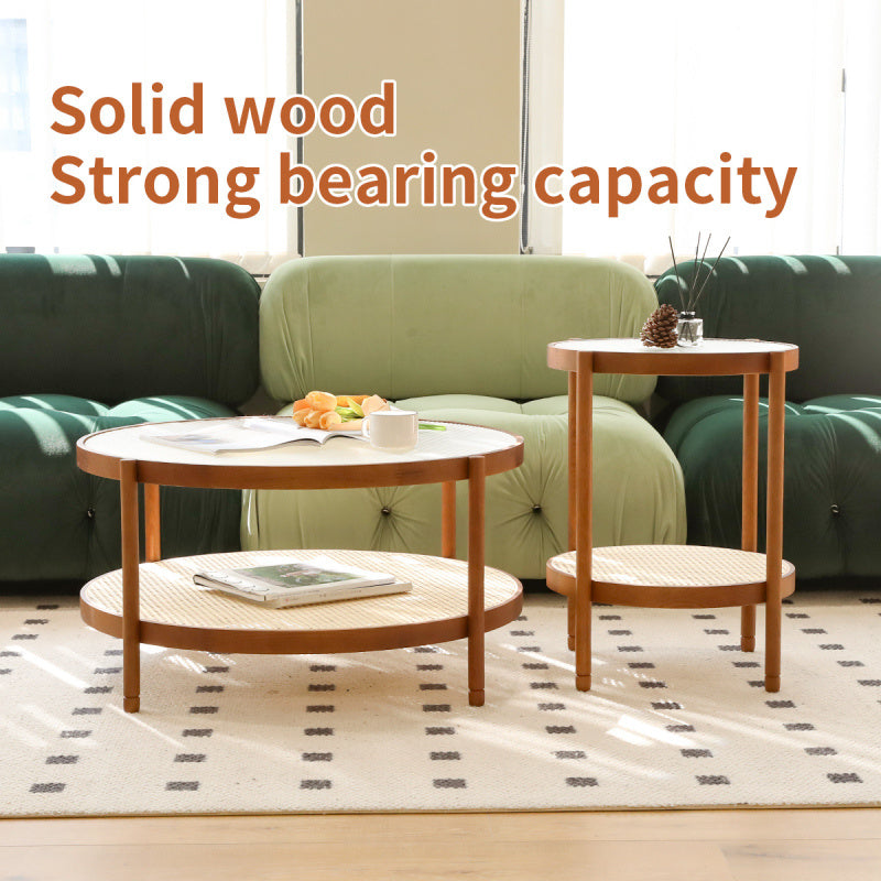 Modern Farmhouse Living Room Coffee Table Set Stylish and Elegant Nesting Round Wooden Table Side End table set for Living Room Bedroom1pc End Table