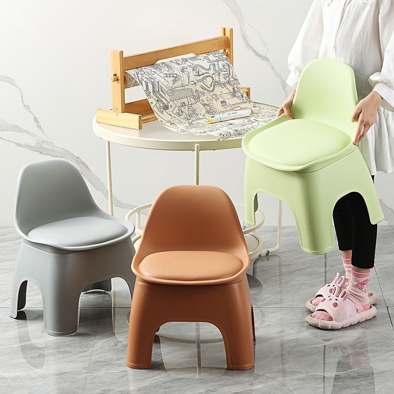 Portable Stool Modern, Portable, Compact, Durable Plastic Circular Stool, Household Chair, Small Stool, Backrest Chair, Sofa, Coffee Table, Low Stool, No Power Supply, No Wood, with Backrest, Suitable for Living Room, Indoor