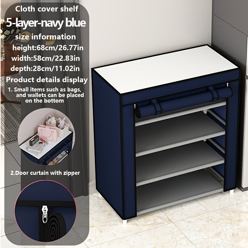 Dustproof Shoe Cabinet with Removable Non-Woven Fabric Dust Cover, Freestanding Shoe Organizer for Home and Retail Display, Space-Saving Design, Easy Assembly, Metal Frame, Classic Style, Shoe Storage Organizer, Shoe Cabinets