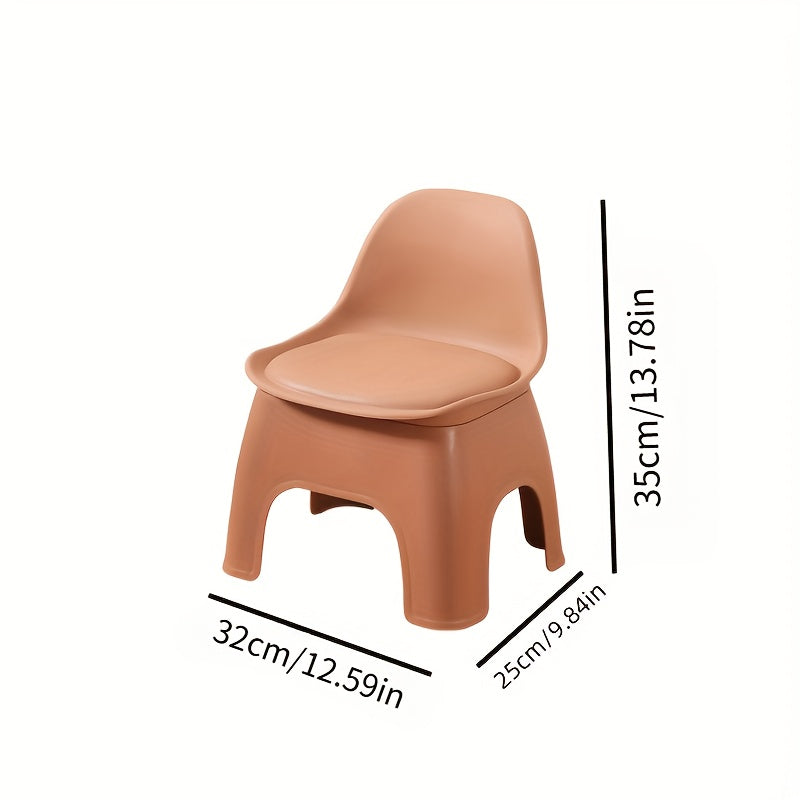 Portable Stool Modern, Portable, Compact, Durable Plastic Circular Stool, Household Chair, Small Stool, Backrest Chair, Sofa, Coffee Table, Low Stool, No Power Supply, No Wood, with Backrest, Suitable for Living Room, Indoor