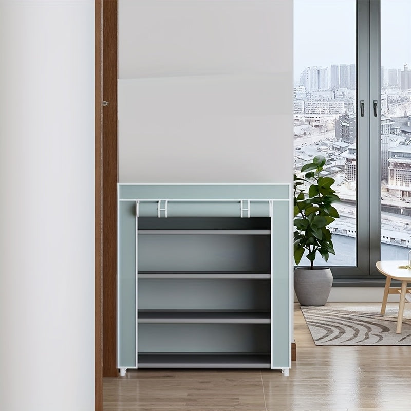 Dustproof Shoe Cabinet with Removable Non-Woven Fabric Dust Cover, Freestanding Shoe Organizer for Home and Retail Display, Space-Saving Design, Easy Assembly, Metal Frame, Classic Style, Shoe Storage Organizer, Shoe Cabinets