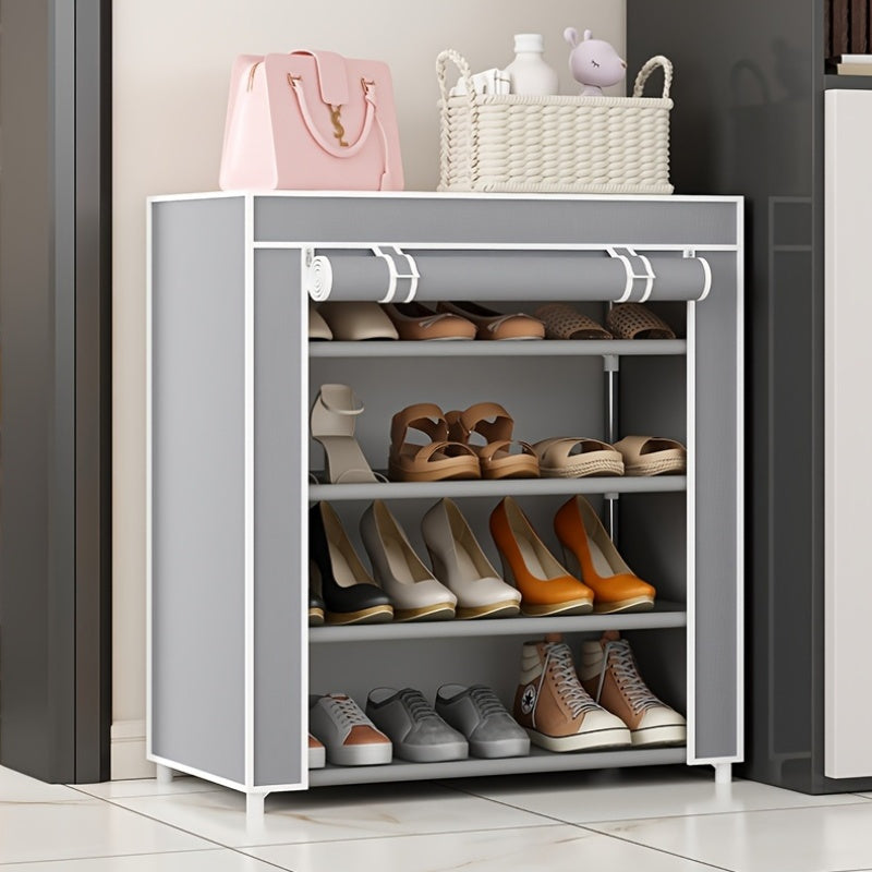 Dustproof Shoe Cabinet with Removable Non-Woven Fabric Dust Cover, Freestanding Shoe Organizer for Home and Retail Display, Space-Saving Design, Easy Assembly, Metal Frame, Classic Style, Shoe Storage Organizer, Shoe Cabinets