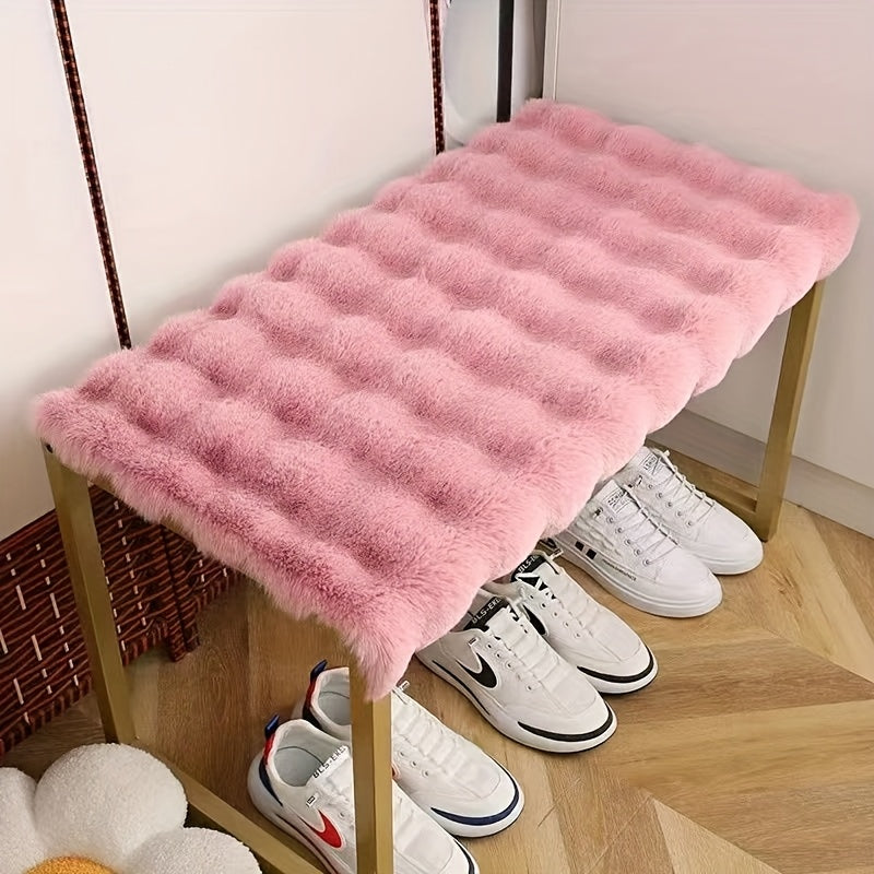 Plush Non-Slip Shoe Bench Cushion - Thick, Soft, and Machine Washable - Ideal for Entryway or Living Room Decor - Beige and Brown Textured Design, Shoe Storage Solution|Decorative Bench|Polyester Fiber Pad