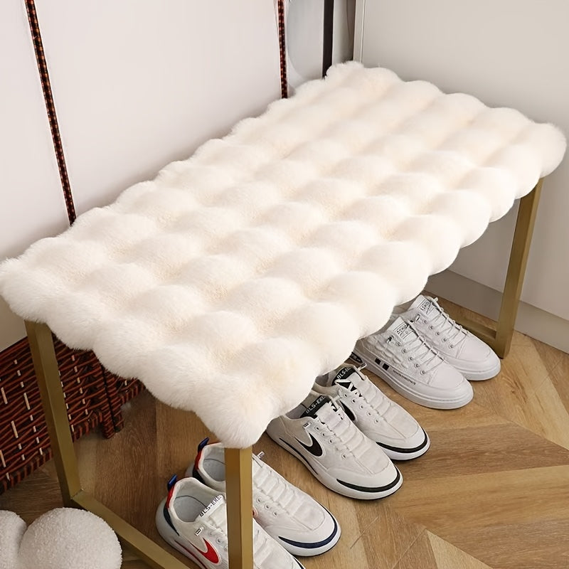 Plush Non-Slip Shoe Bench Cushion - Thick, Soft, and Machine Washable - Ideal for Entryway or Living Room Decor - Beige and Brown Textured Design, Shoe Storage Solution|Decorative Bench|Polyester Fiber Pad