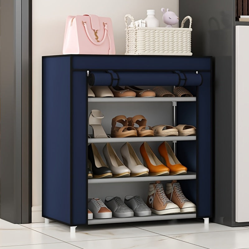 Dustproof Shoe Cabinet with Removable Non-Woven Fabric Dust Cover, Freestanding Shoe Organizer for Home and Retail Display, Space-Saving Design, Easy Assembly, Metal Frame, Classic Style, Shoe Storage Organizer, Shoe Cabinets