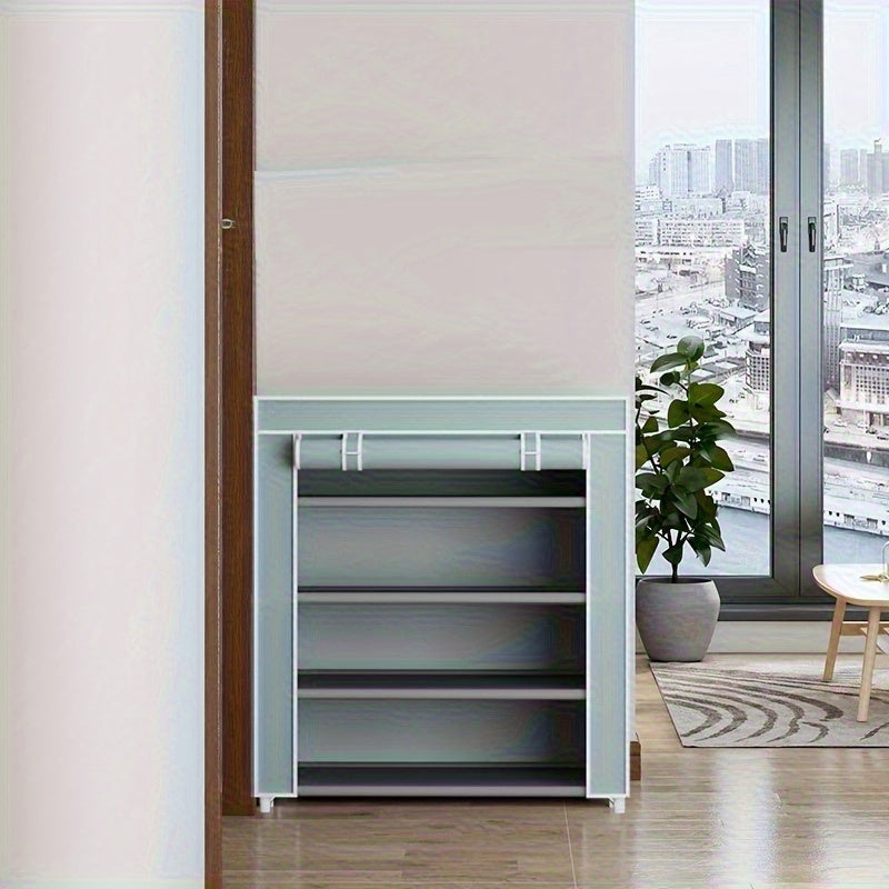 Dustproof Shoe Cabinet with Removable Non-Woven Fabric Dust Cover, Freestanding Shoe Organizer for Home and Retail Display, Space-Saving Design, Easy Assembly, Metal Frame, Classic Style, Shoe Storage Organizer, Shoe Cabinets