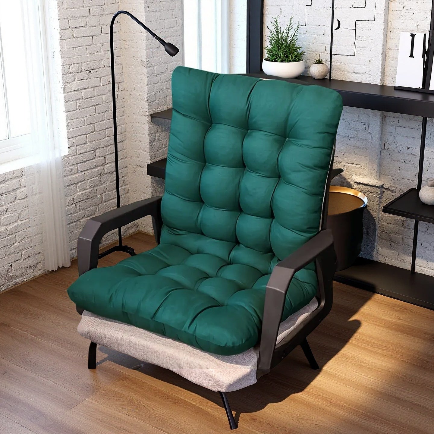 Ergonomic Folding Chair with Thick Fleece Cushion - Durable Polyester, Hand Wash Only, Classic Design for Home Office, Patio, Living Room - All-Season Comfort, Foldable Chair, Patio Seating, Modern Interior, Sturdy Frame
