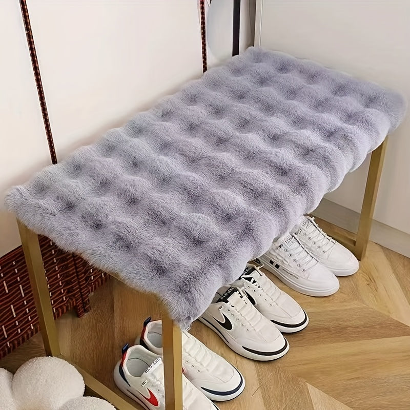 Plush Non-Slip Shoe Bench Cushion - Thick, Soft, and Machine Washable - Ideal for Entryway or Living Room Decor - Beige and Brown Textured Design, Shoe Storage Solution|Decorative Bench|Polyester Fiber Pad