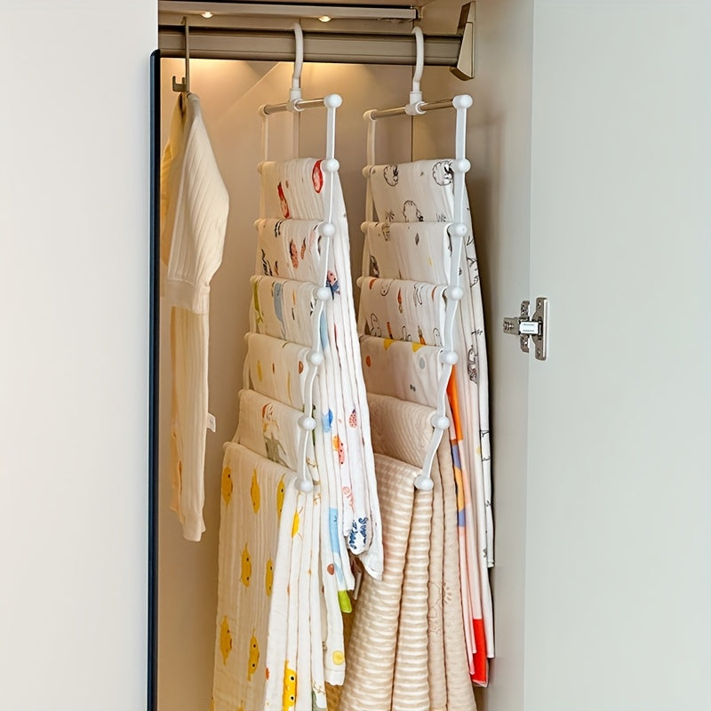 1pc Space-Saving 6-Tier Hanger for Pants, Metal and Plastic Wardrobe Organizer Suitable for Pants, Jeans Scarves, Multi-Layer Wardrobe Rack for Efficient Storage, Multi-Purpose Hanger | Strong Clothing Hanger, Clothing Hanger Accessory