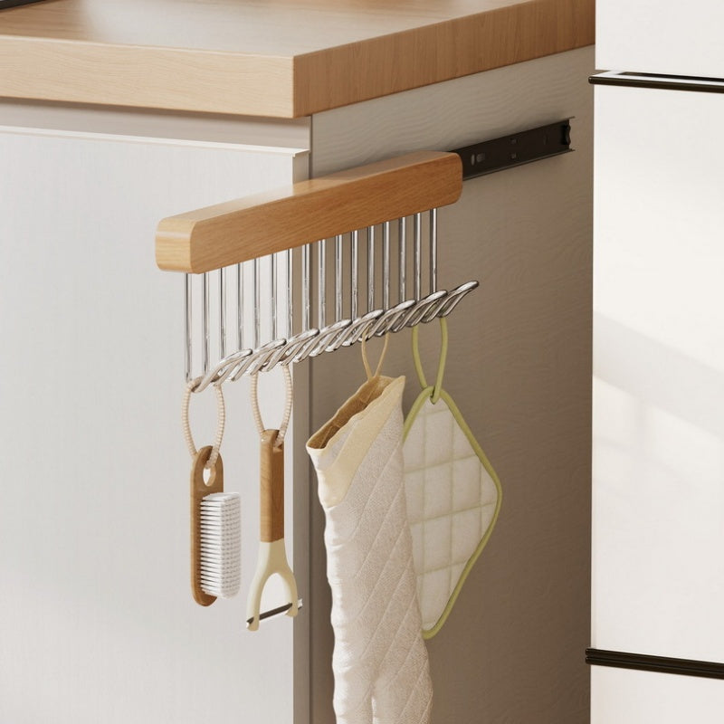 Luxury Wood Wall-Mounted Wardrobe with Pull-Out Design – Space-Saving Closet Organizer for Bras, Underwear, and Accessories, Features Multiple Hooks and Durable Metal Hangers