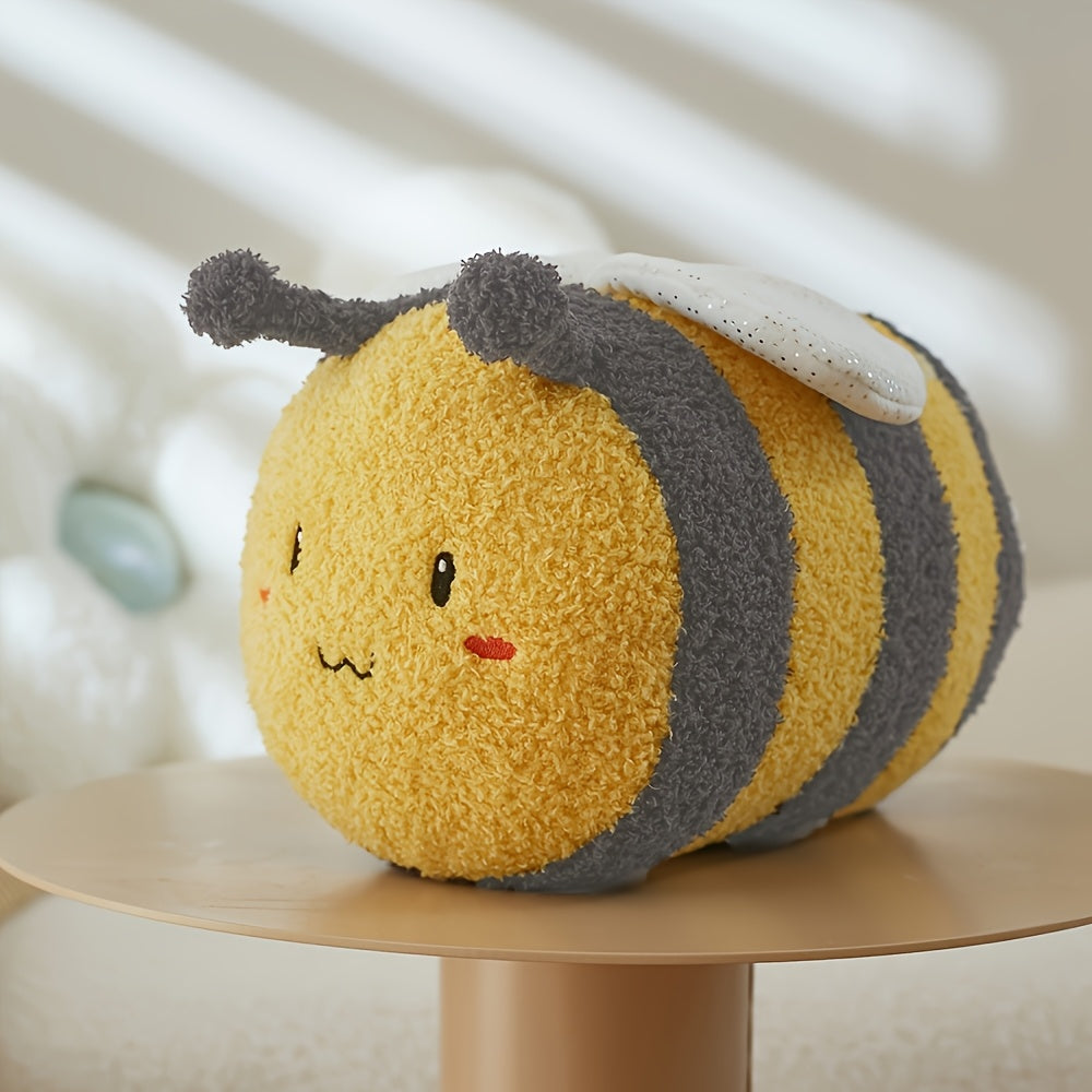 Cute Bee Pillow Soft Yellow Bee Plush Pillow | Adorable Cartoon Design with Cute Expression, Perfect for Birthday Gifts & Home Decor, Bee Decor, Polyester