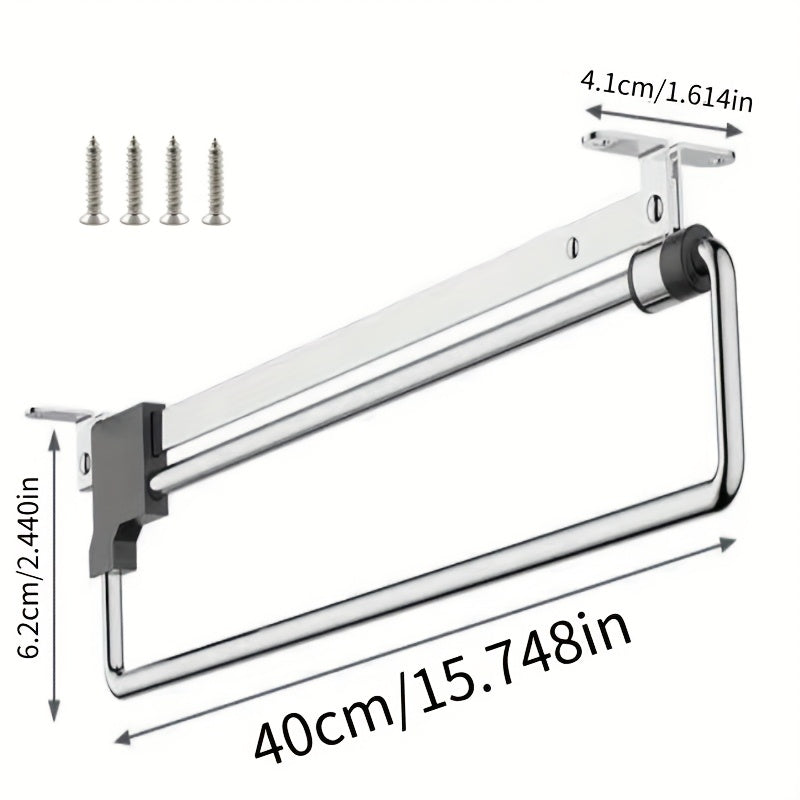 Stainless Steel Retractable Wall Hanger Storage Rack, Space Saving Multi-Hook Design, Durable Metal Construction, Black Plastic End Caps, with Hangers and Drying Racks, for Various Room Types, Wardrobes and Closets