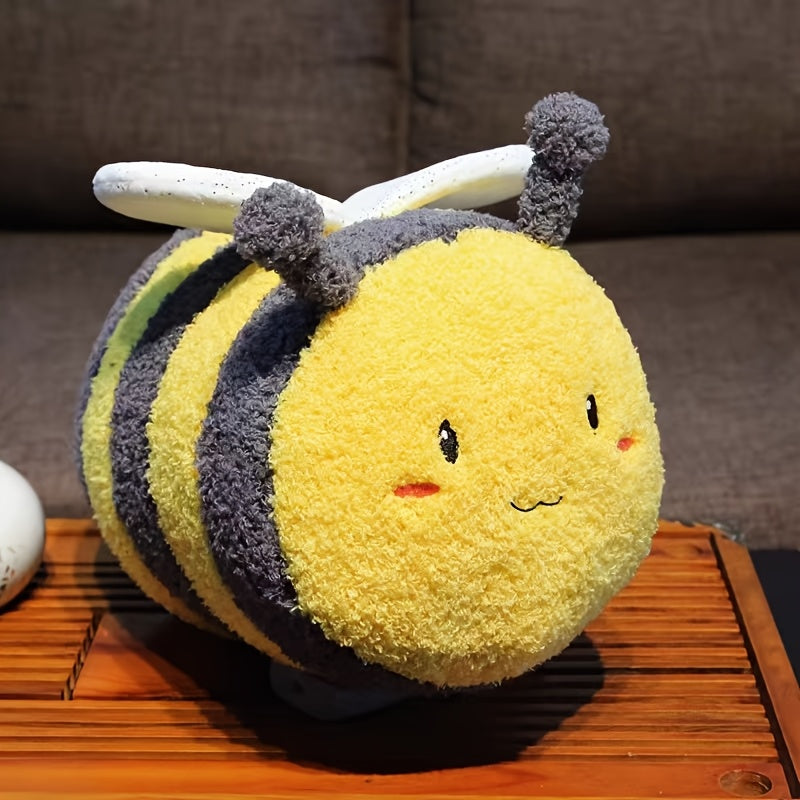 Cute Bee Pillow Soft Yellow Bee Plush Pillow | Adorable Cartoon Design with Cute Expression, Perfect for Birthday Gifts & Home Decor, Bee Decor, Polyester