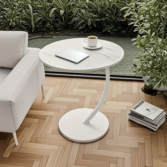 Outdoor Round Side Table, Suitable for Living Rooms, Bedrooms, And Night Lamps, with Steel Frame, Ideal for Small Spaces, Space-saving Outdoor Coffee Table, Easy to Assemble, Perfect Gift for The New Year