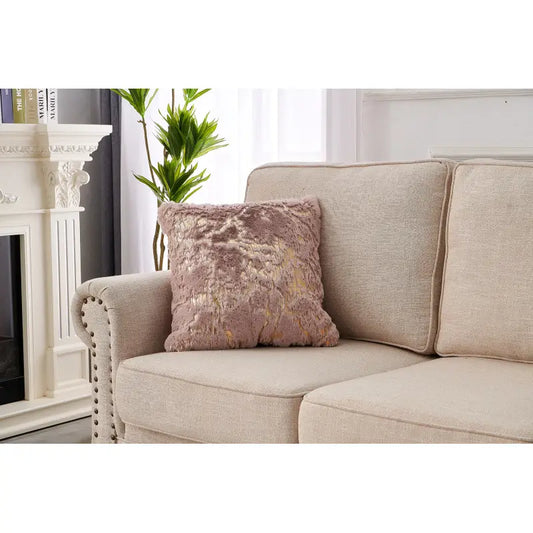 Luxury Chinchilla Faux Fur Gilded Dust Pink Pillow 22in. x 22in.