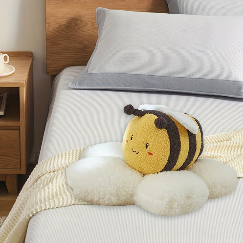 Cute Bee Pillow Soft Yellow Bee Plush Pillow | Adorable Cartoon Design with Cute Expression, Perfect for Birthday Gifts & Home Decor, Bee Decor, Polyester