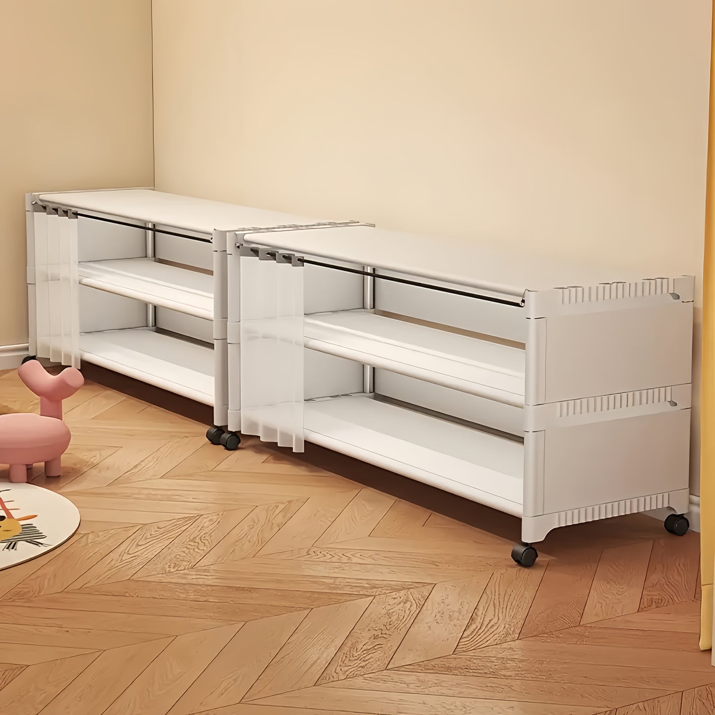 Space-Saving Storage Multi-Functional Under-Bed Storage Shelf | Space-Saving Cube Organizer, Plastic, Suitable for Dormitory and College Use