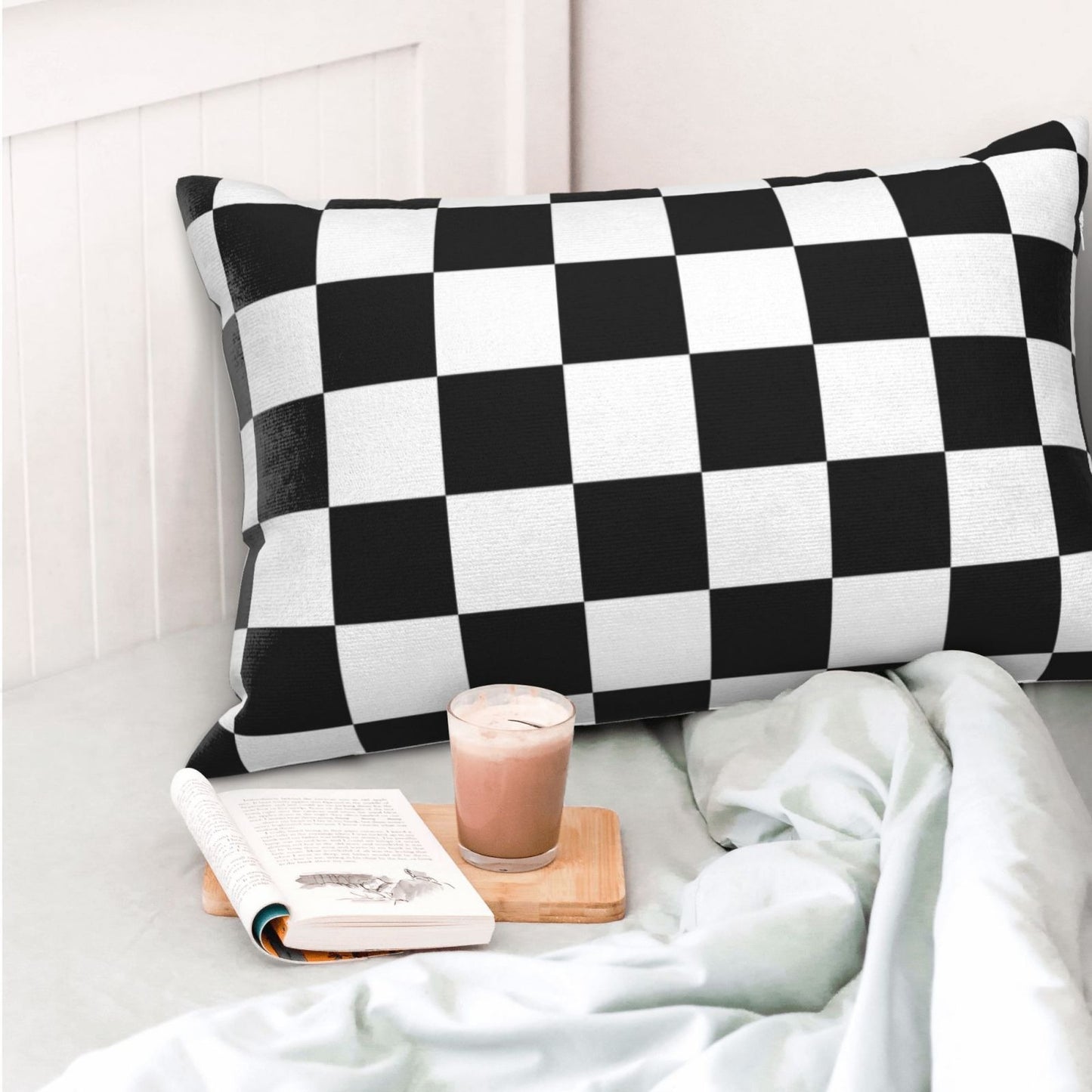 2pcs Black & White Checkered Zippered Pillow Covers - Contemporary Polyester, Geometric Pattern, Hand Washable - Ideal for Sofa & Bed Decor, Includes 2 Pillow Inserts, Decorative Pillows|Modern Home Decor|Zippered Pillowcase