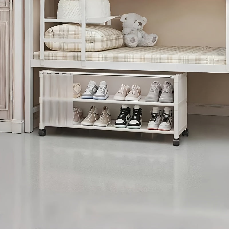 Space-Saving Storage Multi-Functional Under-Bed Storage Shelf | Space-Saving Cube Organizer, Plastic, Suitable for Dormitory and College Use
