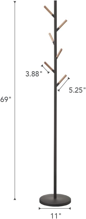 Regular Freestanding Clothes Rack with Wooden Hook, Space Saving, 177.8 cm - Steel