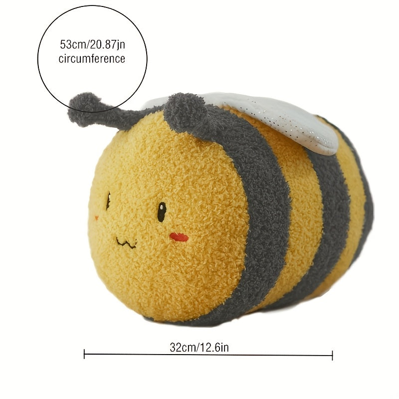Cute Bee Pillow Soft Yellow Bee Plush Pillow | Adorable Cartoon Design with Cute Expression, Perfect for Birthday Gifts & Home Decor, Bee Decor, Polyester