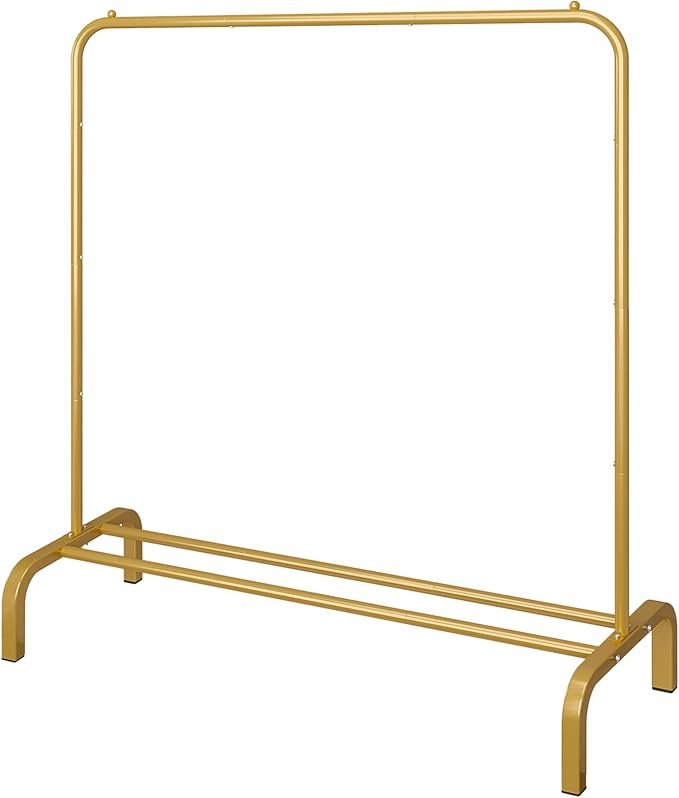 Metal Clothes Hanger, 43.3 Inch Clothes Hanger with Base Rack for Hanging Skirts, Shirts, Sweaters, White