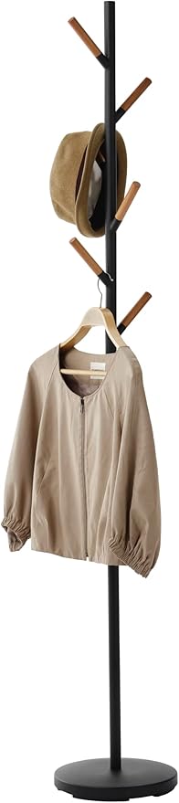 Regular Freestanding Clothes Rack with Wooden Hook, Space Saving, 177.8 cm - Steel