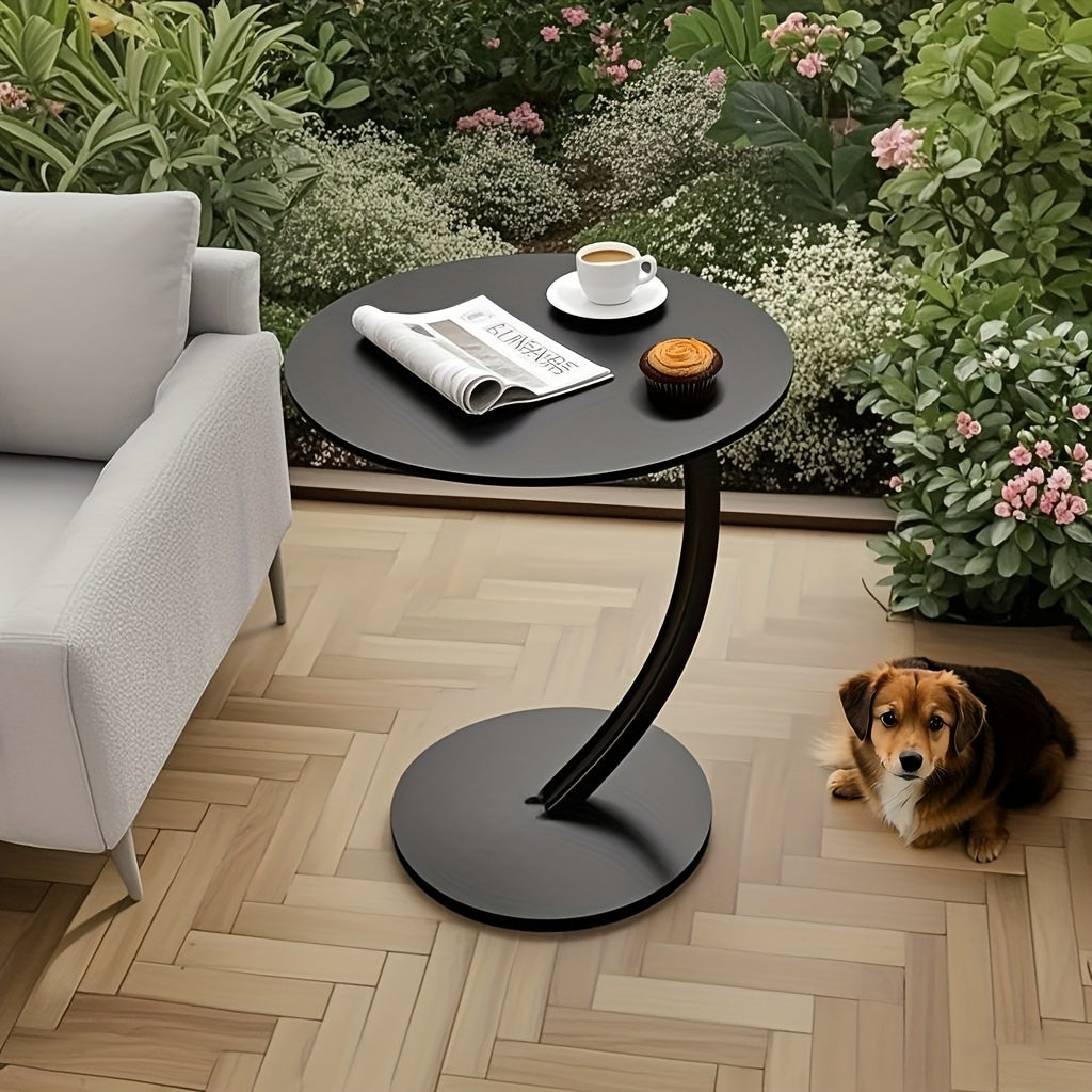 Outdoor Round Side Table, Suitable for Living Rooms, Bedrooms, And Night Lamps, with Steel Frame, Ideal for Small Spaces, Space-saving Outdoor Coffee Table, Easy to Assemble, Perfect Gift for The New Year