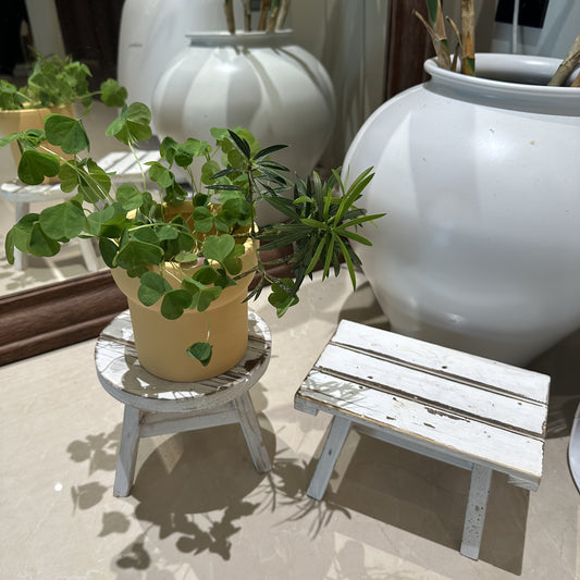Vintage Wooden Stool Rustic Wooden Stool with Round Top | Vintage Garden Decor, Ideal for Plant Display, Home Decoration, and Photography Props, Garden Stool