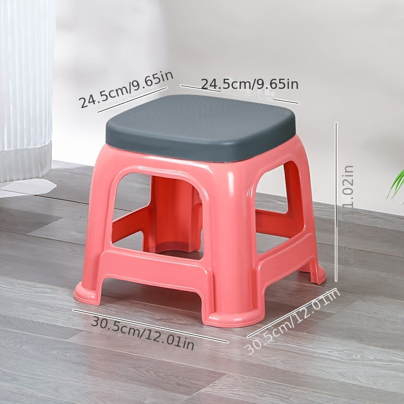 Thickened Plastic Stool Stackable Thickened Plastic Stool with Cover | 3 Colors Available, Home Living Room Square Stool, Simple Small Bench, for Outdoor Restaurant