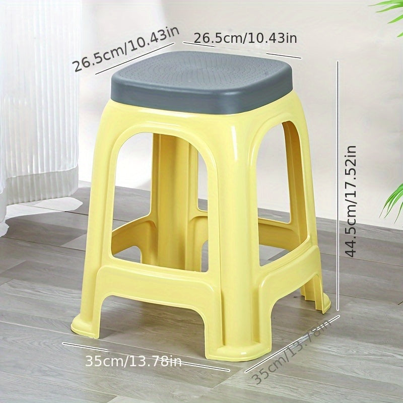 Thickened Plastic Stool Stackable Thickened Plastic Stool with Cover | 3 Colors Available, Home Living Room Square Stool, Simple Small Bench, for Outdoor Restaurant