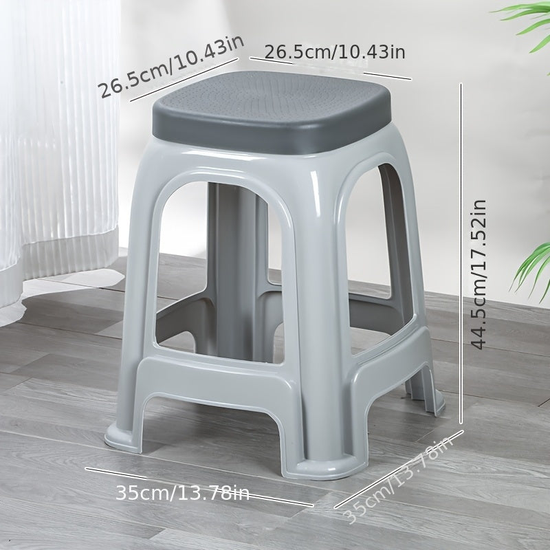 Thickened Plastic Stool Stackable Thickened Plastic Stool with Cover | 3 Colors Available, Home Living Room Square Stool, Simple Small Bench, for Outdoor Restaurant
