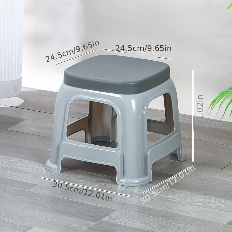 Thickened Plastic Stool Stackable Thickened Plastic Stool with Cover | 3 Colors Available, Home Living Room Square Stool, Simple Small Bench, for Outdoor Restaurant