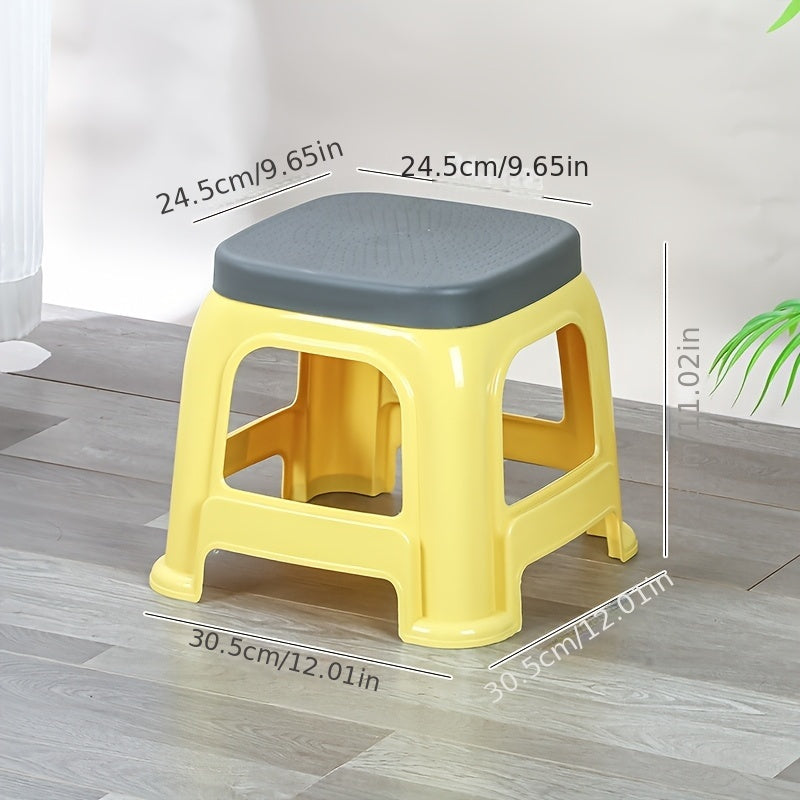 Thickened Plastic Stool Stackable Thickened Plastic Stool with Cover | 3 Colors Available, Home Living Room Square Stool, Simple Small Bench, for Outdoor Restaurant