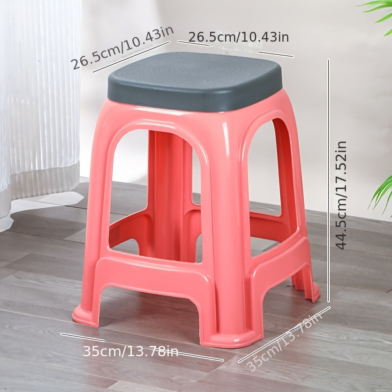 Thickened Plastic Stool Stackable Thickened Plastic Stool with Cover | 3 Colors Available, Home Living Room Square Stool, Simple Small Bench, for Outdoor Restaurant