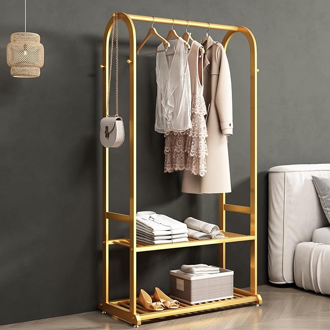 Gold Hanger, Heavy Duty Hanger with Base, Hanger for Hanging Clothes, Wardrobe Rack, Clothes Hanger, Coat, Shirt