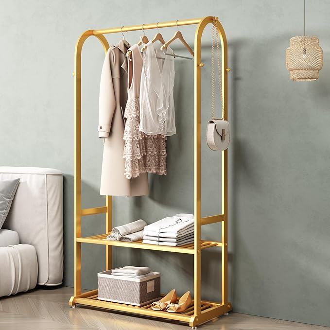 Gold Hanger, Heavy Duty Hanger with Base, Hanger for Hanging Clothes, Wardrobe Rack, Clothes Hanger, Coat, Shirt