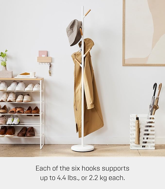 Regular Freestanding Clothes Rack with Wooden Hook, Space Saving, 177.8 cm - Steel