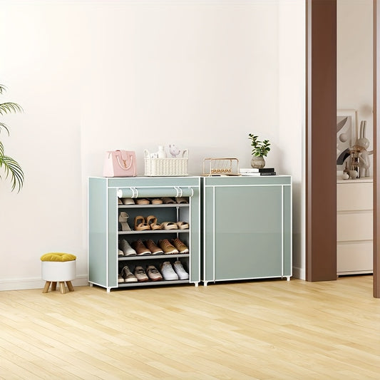 Dustproof Shoe Cabinet with Removable Non-Woven Fabric Dust Cover, Freestanding Shoe Organizer for Home and Retail Display, Space-Saving Design, Easy Assembly, Metal Frame, Classic Style, Shoe Storage Organizer, Shoe Cabinets