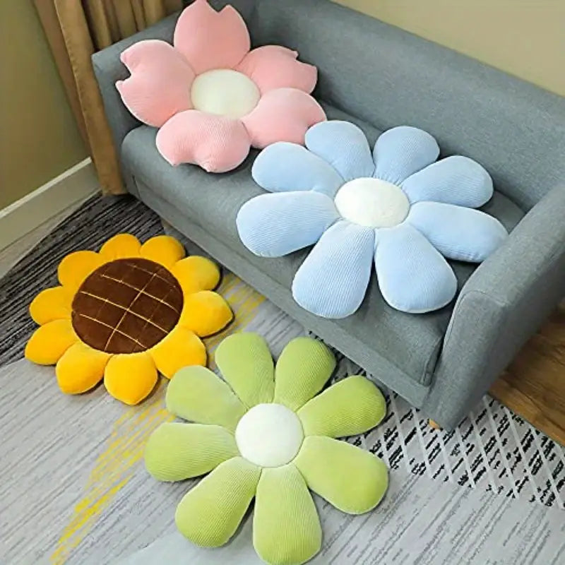 1pc Sizikato Extra Wide 16-Inch Plush Cushion - Super Soft Backrest Pillow with Sunflower Design, Non-Slip Base for Bed, Sofa, Office, Car - Ideal Gift for Home Decor, Reading, Gaming, Floral Decor - Hand Wash Only