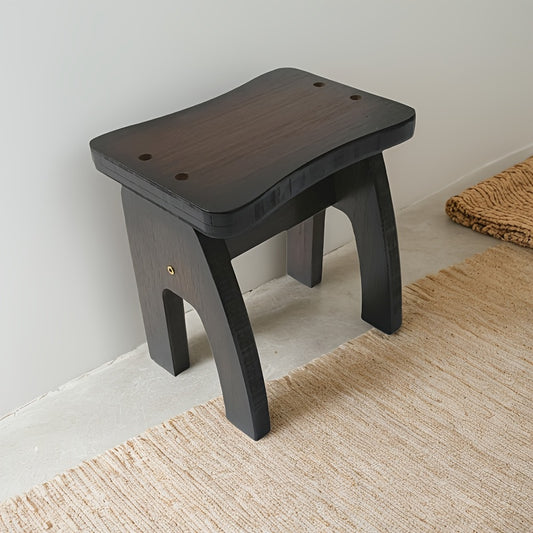 Bohemian Bamboo Stool Compact Bamboo Stool - Minimalist Entryway Bench | Natural Grain Finish, Durable and Stylish Design, Living Room or Hallway Stool