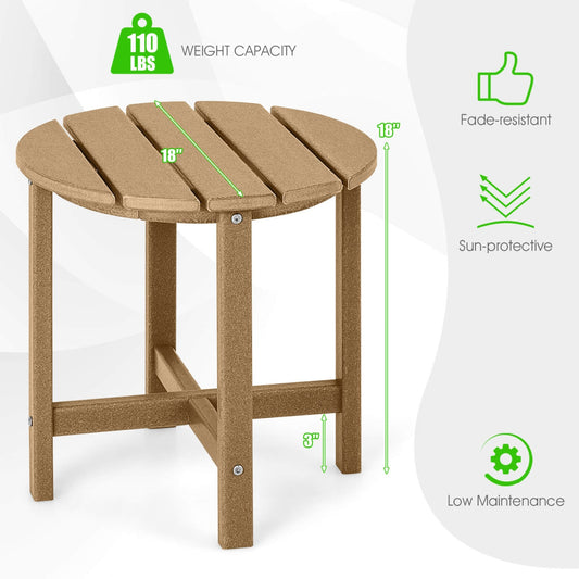 COSTWAY 2PCS 18" Patio Adirondack Side Table Weather Resistant HDPE Garden Brown