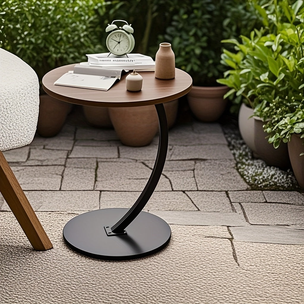 Outdoor Round Side Table, Suitable for Living Rooms, Bedrooms, And Night Lamps, with Steel Frame, Ideal for Small Spaces, Space-saving Outdoor Coffee Table, Easy to Assemble, Perfect Gift for The New Year