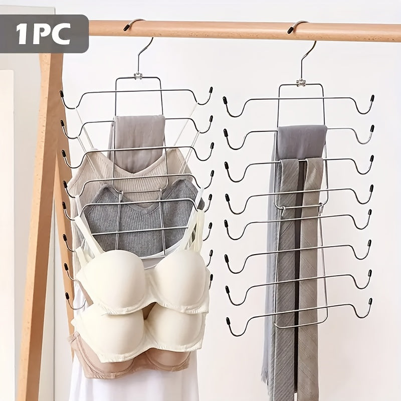 8-layer underwear vest multi-layer hanging rack! Foldable clothes rack for home hanging wardrobe, vest and tie rack, folding multi-layer storage rack, multiple quantity combination set