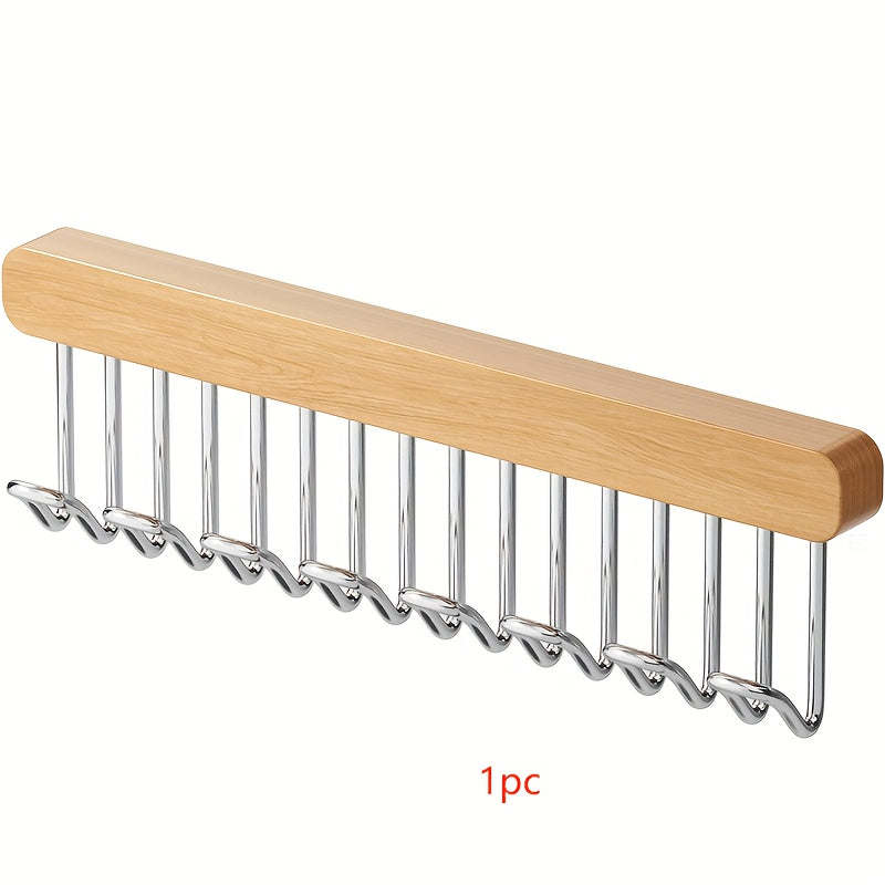 Luxury Wood Wall-Mounted Wardrobe with Pull-Out Design – Space-Saving Closet Organizer for Bras, Underwear, and Accessories, Features Multiple Hooks and Durable Metal Hangers