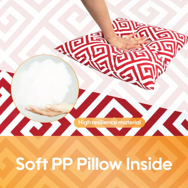 2 Pack Outdoor Throw Pillows Waterproof FadeResistant Patio Cushions for Garden Porch Poolside Furniture Soft Comfortable Decorative Pillow Covers 18x18 Inch RED